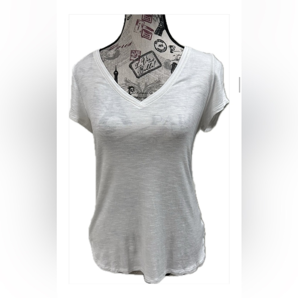 White House Black Market Soft White V-Neck Tee